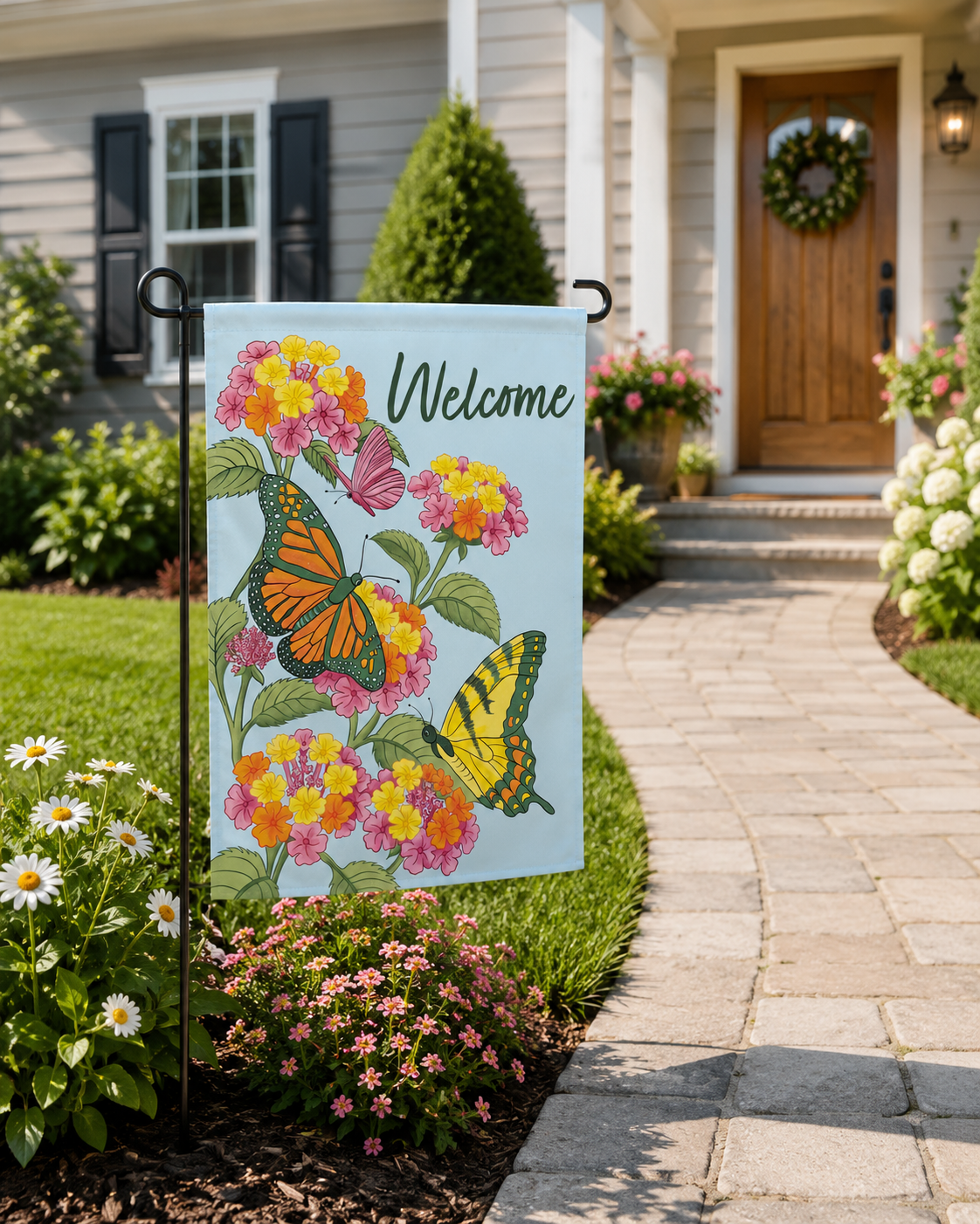 Lantana & Butterflies Garden Flag