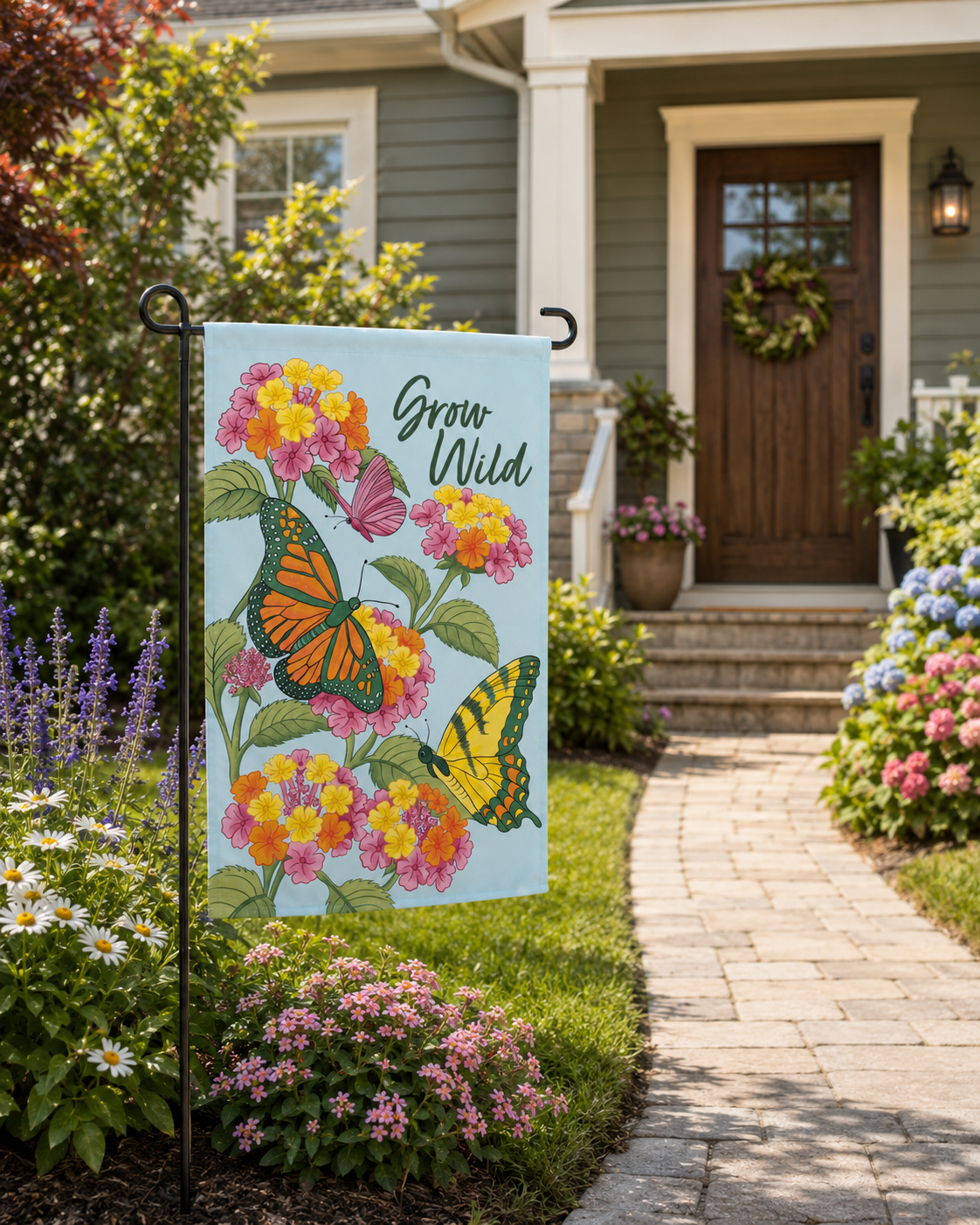 Lantana & Butterflies Garden Flag