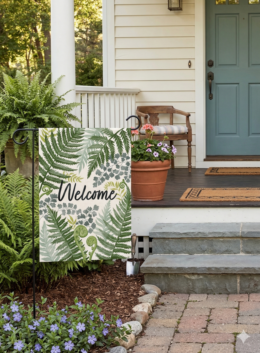 Fresh Fern Welcome Garden Flag