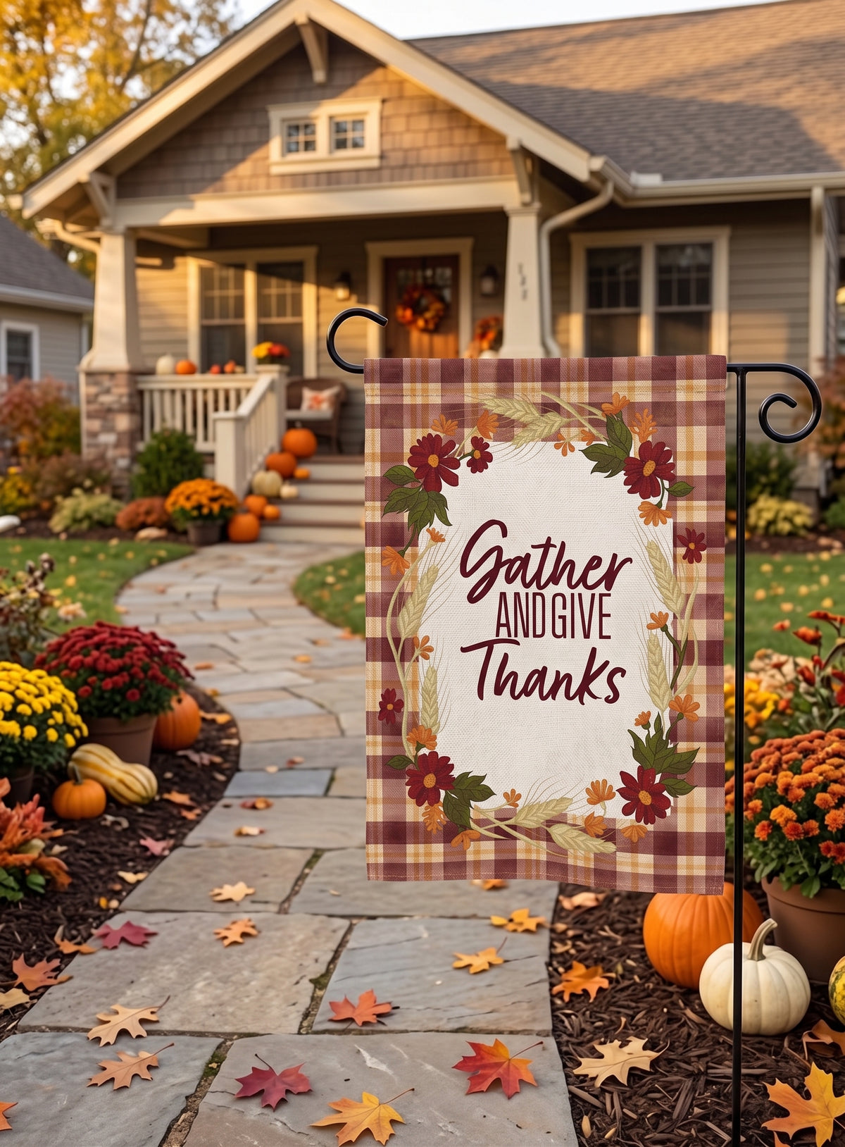 Gather & Give Thanks Garden Flag
