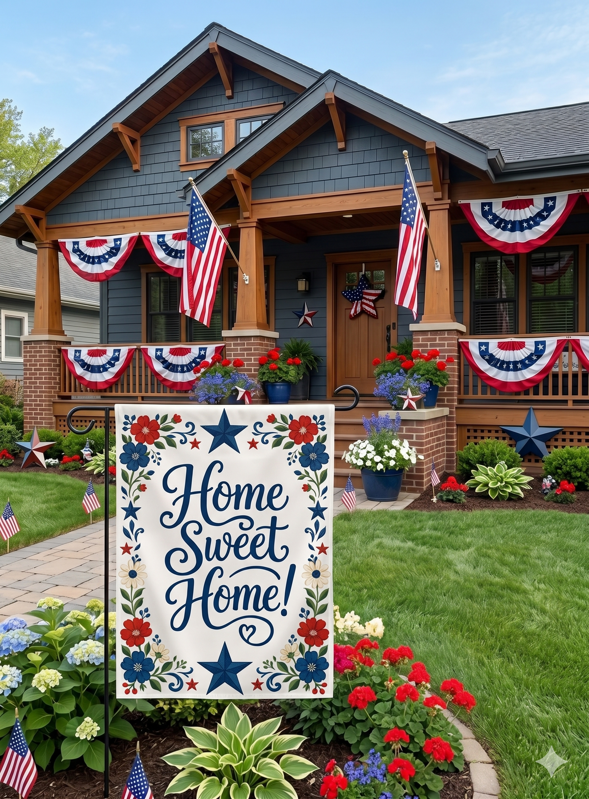 Red, White & Bloom Welcome Garden Flag