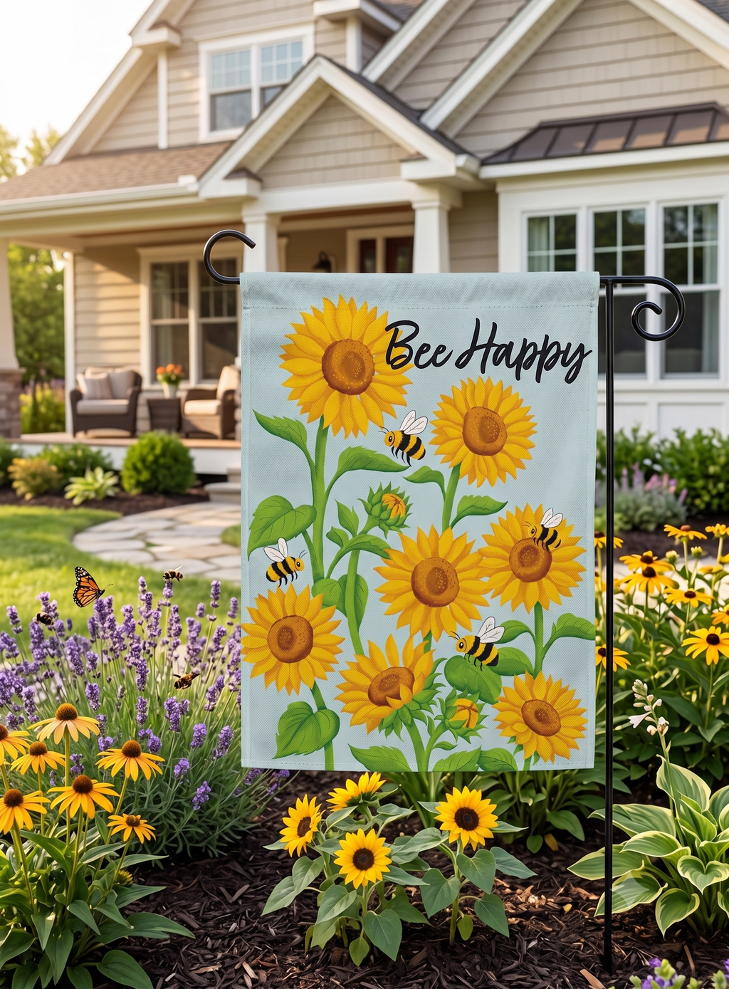 Sunflowers & Bees Garden Flag
