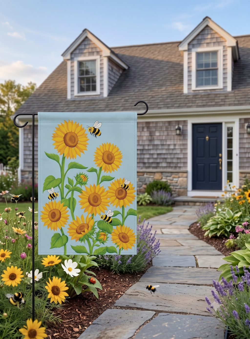 Sunflowers & Bees Garden Flag