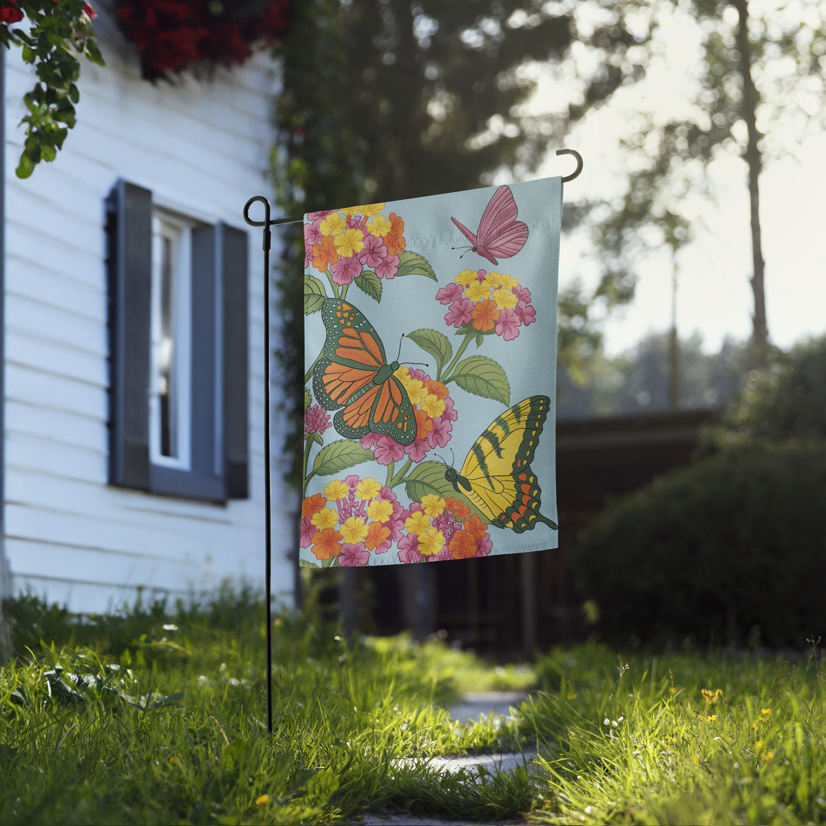 Lantana & Butterflies Garden Flag