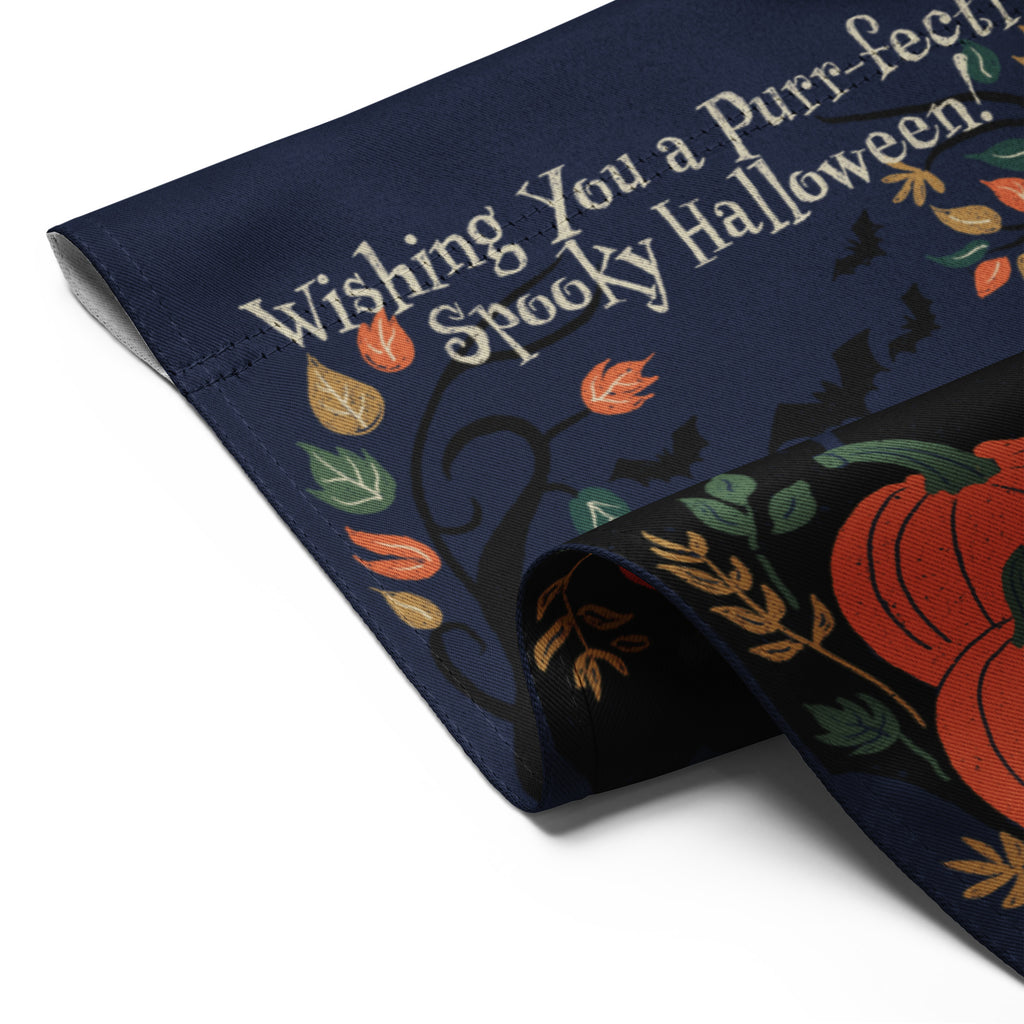 Purr-fectly Spooky Halloween Garden Flag — Black Cats & Pumpkin Patch